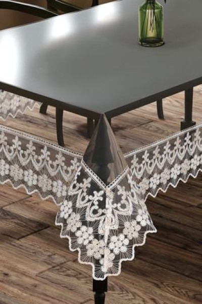 starlet home collection Yonca Şeffaf Silikon Fransız Dantelli Masa Örtüsü starlet home collection Yonca Şeffaf Silikon Fransız Dantelli Masa Örtüsü