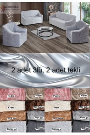 Gerbera Home Collection kadife Koltuk Örtüsü Takımı 3 3 1 1 gümüş gri Gerbera Home Collection kadife Koltuk Örtüsü Takımı 3 3 1 1 gümüş gri