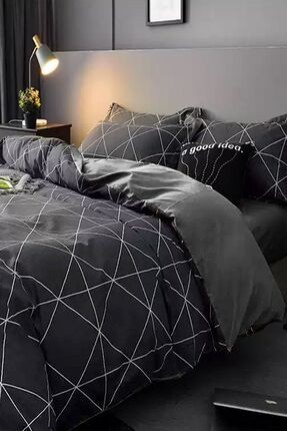 İQONLastikli Çarşaflı Nevresim Takımı Çift Kişilik Geometric Gri İQONLastikli Çarşaflı Nevresim Takımı Çift Kişilik Geometric Gri