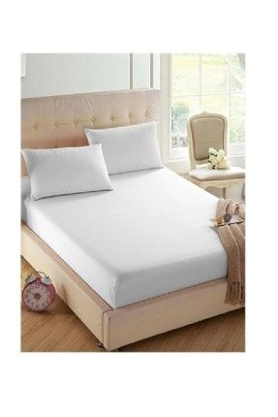 Soft ColoursBeyaz Çift Kişilik Lastikli Çarşaf + 2 Adet Yastık Kılıfı 160x200