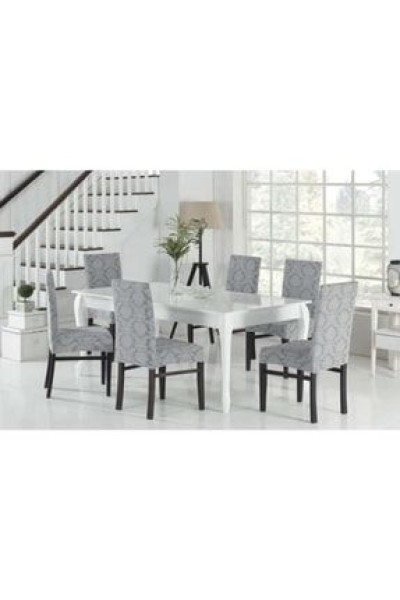Gerbera Home Collection Gerbera Jakarlı Şal Desen Sandalye Örtüsü 6'li Gerbera Home Collection Gerbera Jakarlı Şal Desen Sandalye Örtüsü 6'li